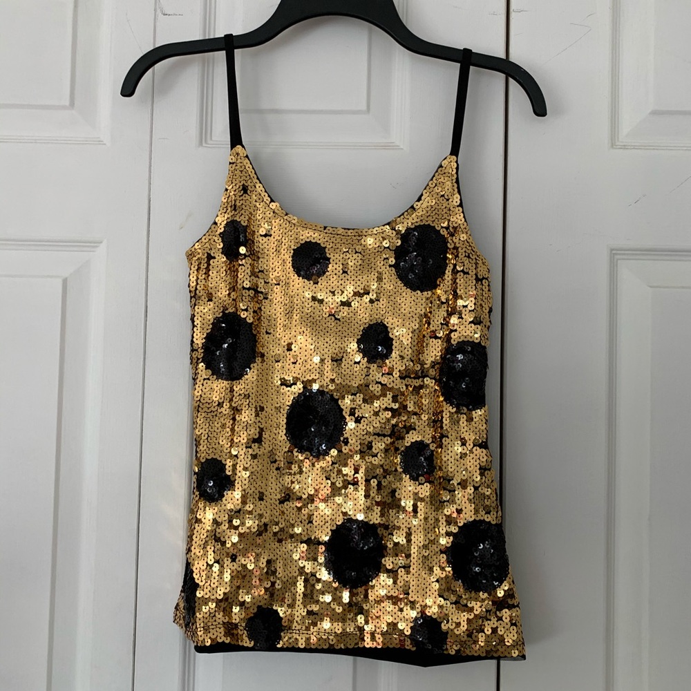 Love J Gold and Black Sequin Tank Top